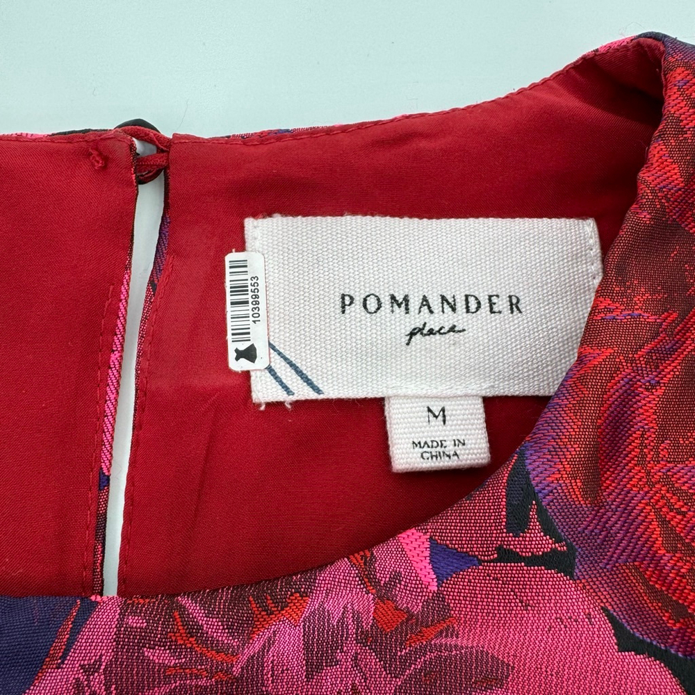 Tuckernuck Pomander Place Camellia Jacquard Lyla Blouse Red Pink Size M - Picture 4 of 12